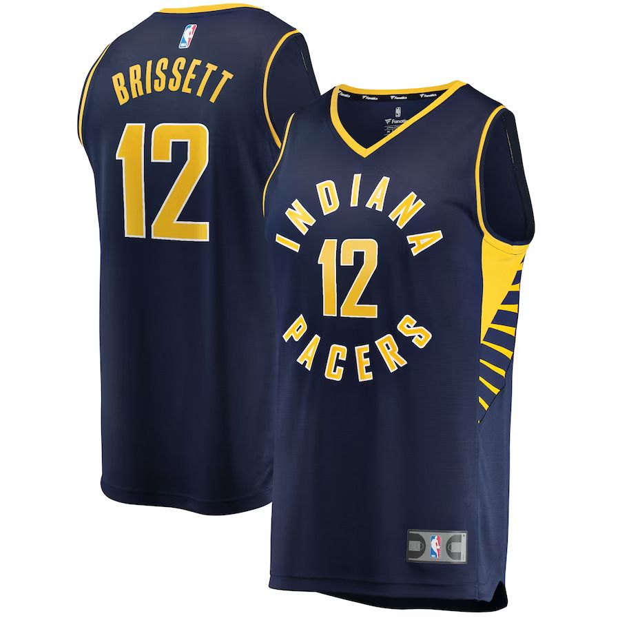 Men Indiana Pacers 12 Oshae Brissett Fanatics Branded Navy Fast Break Replica NBA Jersey
